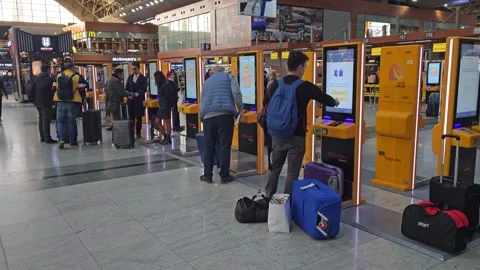 Pegasus airlines self flight check-in Stock Video Pond5