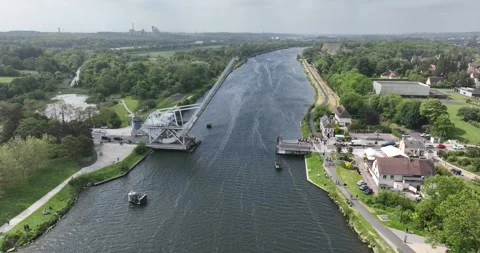 Pegasus Bridge, world war 2 landmark and war memorial. Stock Footage 243217803