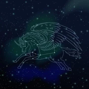 Pegasus constellation in the night sky Stock Illustration