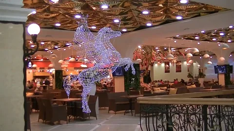 Pegasus in the interior of fast-food Stock Footage 62477552