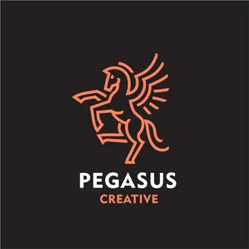 Pegasus linear logo design concept Stock Illustration