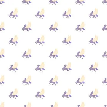 Pegasus mythical creature seamless pattern flying horses Ilustración de archivo