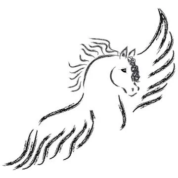 Pegasus silhouette on white background Illustrazione stock