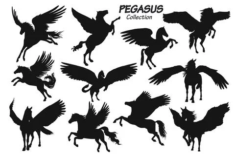 Pegasus silhouettes 스톡 일러스트