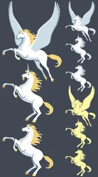 Pegasus Unicorn Stallion Stock Illustration