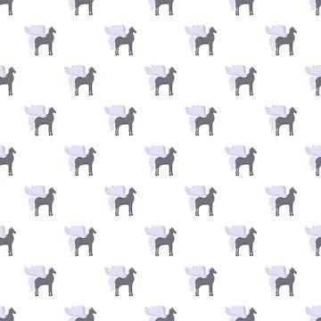 Pegasus winged horse pattern on white background Stock Illustration