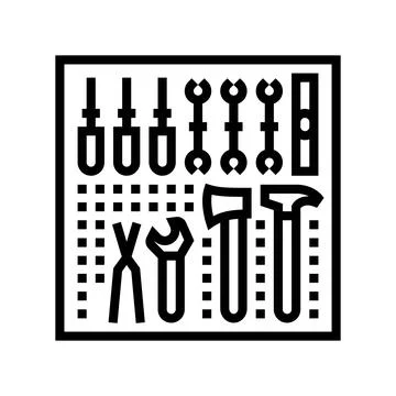 Pegboard hand tools garage line icon vector illustration Illustrazione stock