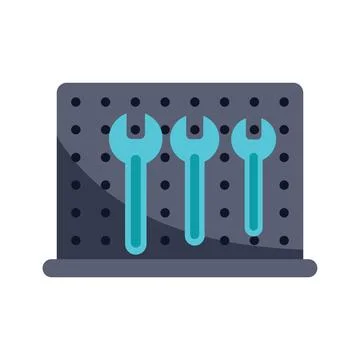 Pegboard holding wrenches representing organization and tool storage Stock Illustration