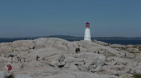 Peggy's Cove with Lighthouse Stock Footage 63475912