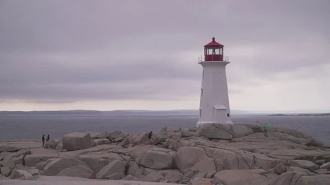 Peggys point lighthouse halifax nova scotia, canada Stock Footage 84319653