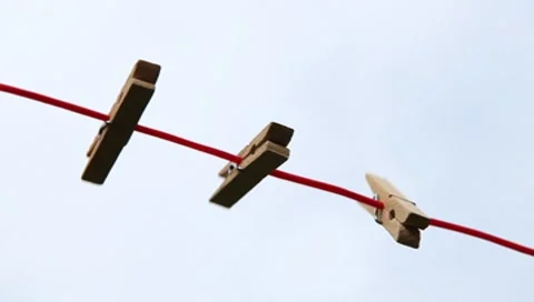 Pegs on a Clothesline - Moving in the Wind 스톡 동영상 8638297