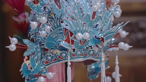 Peking Opera Opera Accessories Head Crown, Feathered Son, Phoenix Crown Stock Footage 260446288