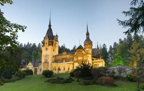 Peles Castle once the illustrious residential abode of Romanian monarchs has Stock Photos