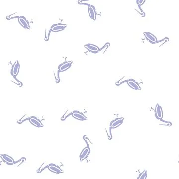 Pelican bird glyph seamless pattern 스톡 일러스트