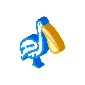 Pelican bird isometric icon vector illustration Stock Illustration