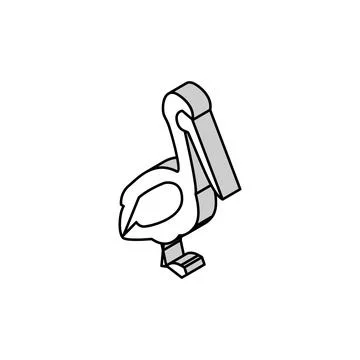Pelican bird isometric icon vector illustration Stock Illustration