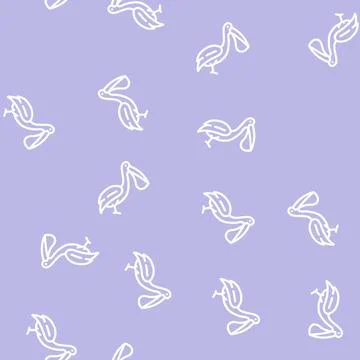 Pelican bird line vector seamless pattern イラスト素材