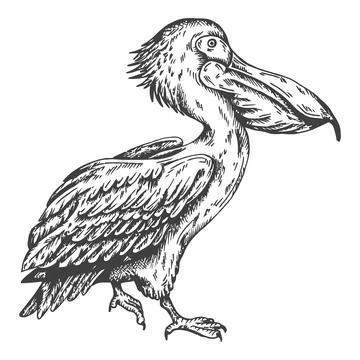Pelican bird sketch Stock Illustration