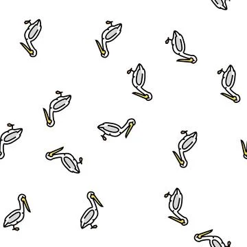 Pelican bird vector seamless pattern イラスト素材