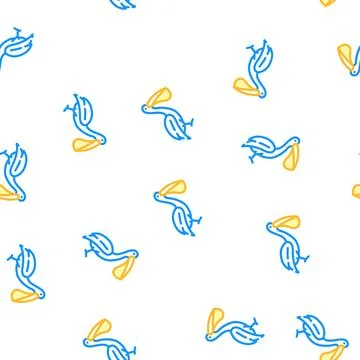 Pelican bird vector seamless pattern Illustrazione stock