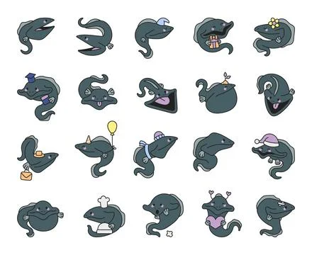 Pelican eel cute cartoon characters Stock Illustration