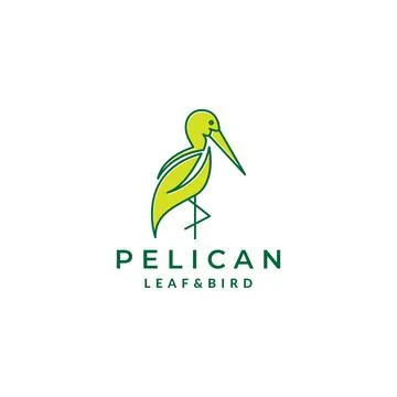 Pelican with leaf shape logo symbol icon vector graphic design illustration.. Illustrazione stock