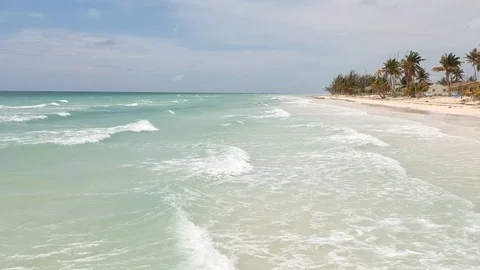 Pelican Point Beach Coastal Scenery, Grand Bahama Bahamas Drone View Stock Footage 88993448