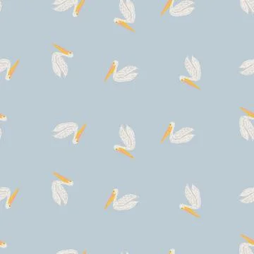 Pelican sitting seamless pattern. Background of sea birds. Stock Illustration