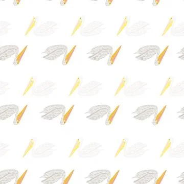 Pelican sitting seamless pattern. Background of sea birds. Illustrazione stock