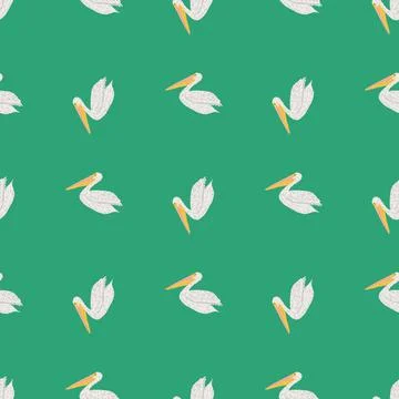 Pelican sitting seamless pattern. Background of sea birds. Illustrazione stock