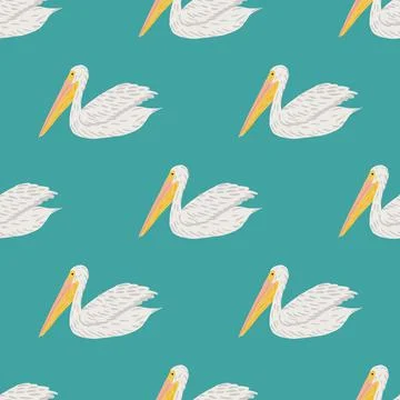 Pelican sitting seamless pattern. Background of sea birds. Stock Illustration
