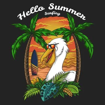 Pelican summer vacation on the beach vector illustration Stock-Illustration