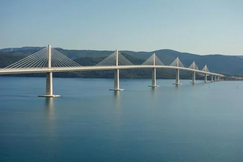 Peljesac Bridge, a cable stayed bridge in Dubrovnik Neretva County, Croatia.. Stock Photos