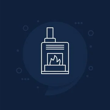 Pellet stove icon, line vector Stock Illustration