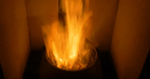 Pellets burning in stove, ecological friendly burner Stock Footage 103605067
