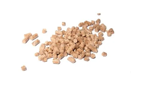Pellets compressed in pieces on the white Stock Photos