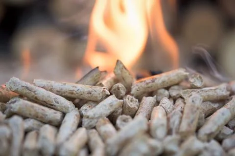 Pellets in flames Stock Photos