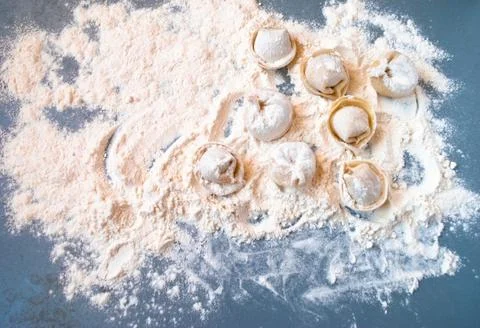 Pelmeni on the table Stock Photos