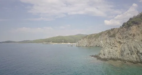 Peloponnese Beach Aerial View in Greece Stock-Footage 100123760