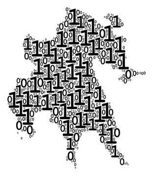 Peloponnese Half-Island Map Composition of Binary Digits イラスト素材