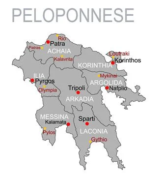 Peloponnese vector map vector silhouette illustration イラスト素材