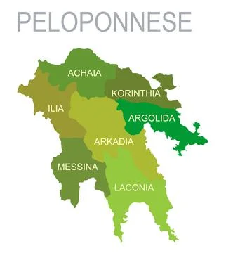 Peloponnese vector map vector silhouette illustration Illustrazione stock