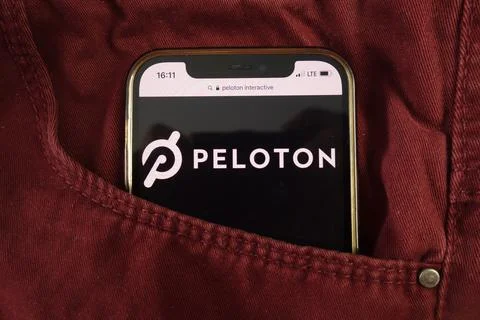 Peloton Interactive Inc logo on mobile phone Stock Photos
