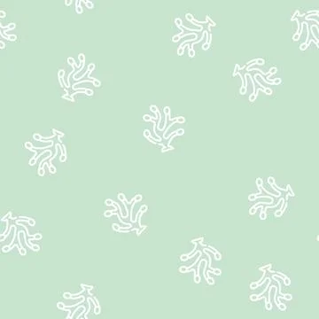 Pelvetia grooved seaweed line vector seamless pattern Stock Illustration