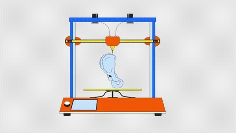 Pelvic girdle on 3d printer line 2D object animation Stock Footage 269349452