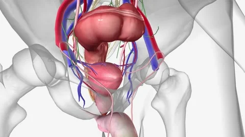 The pelvis is a basin-shaped structure that supports the spinal column and Video stock 244668264