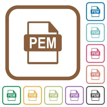 PEM file format simple icons Stock Illustration