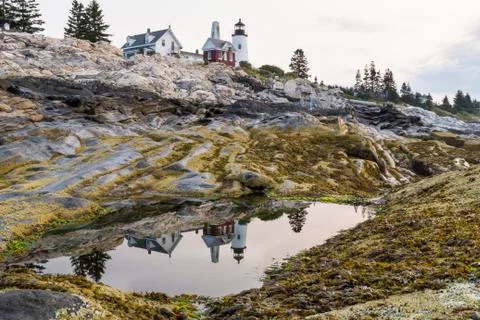 Pemaquid Point Light Reflected Stock Photos