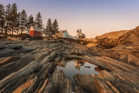 Pemaquid Point Lighthouse Reflections Stock Photos