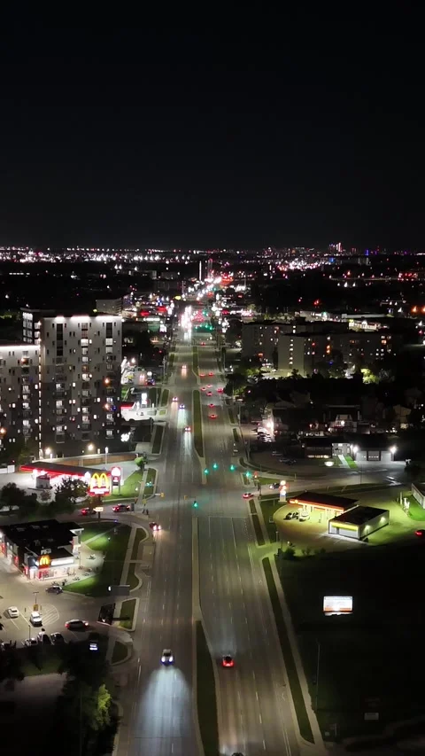 Pembina Highway Vertical Static Night North Facing Winnipeg Manitoba Canada Stock Footage 346663424